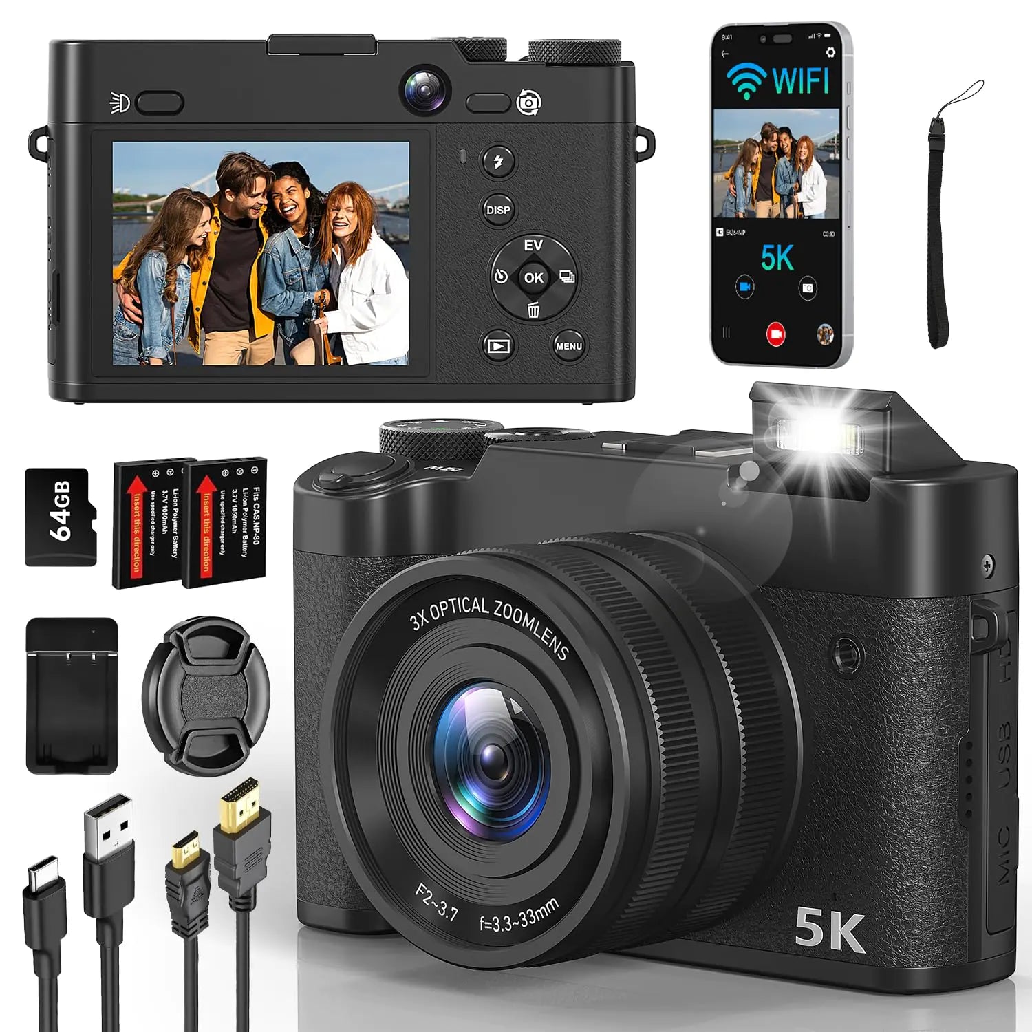 Captiva Pro 5K – Caméra Wi-Fi Ultra HD avec Autofocus & Mode Vlog